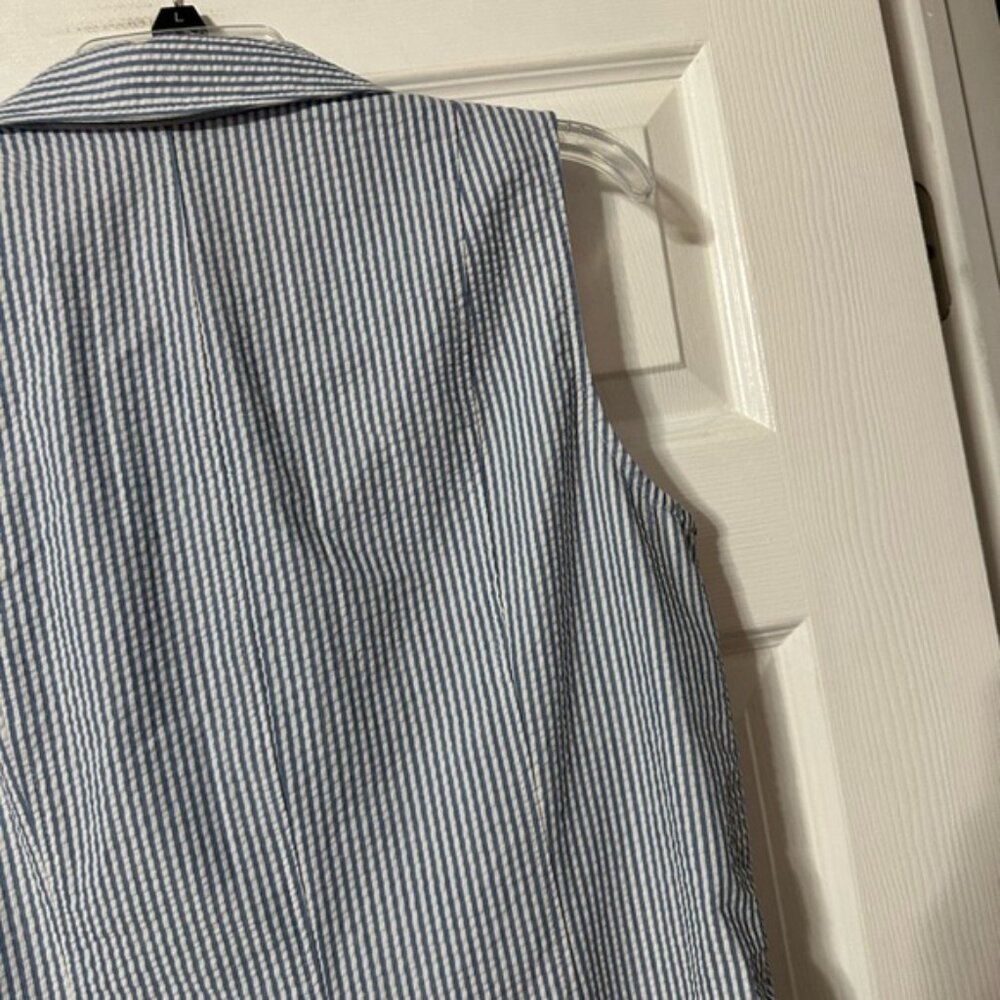 NWT Anne Klein Seersucker Sleeveless Shirt Dress - Picture 13 of 16